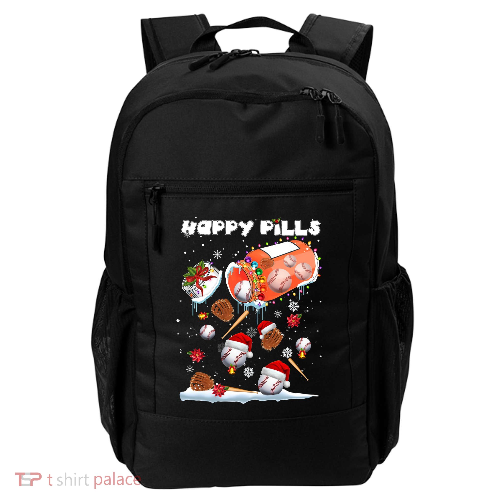 Baseball Christmas Hat Santa Baseball Happy Pill Xmas Funny Gift Backpack