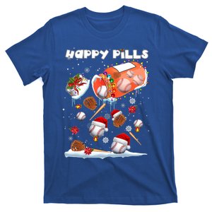 Baseball Christmas Hat Santa Baseball Happy Pill Xmas Funny Gift T-Shirt