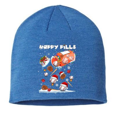 Baseball Christmas Hat Santa Baseball Happy Pill Xmas Funny Gift Sustainable Beanie