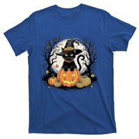 Black Cat Halloween Jack O Lantern Moon Pumpkin Costume T-Shirt