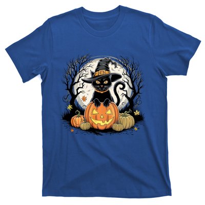 Black Cat Halloween Jack O Lantern Moon Pumpkin Costume T-Shirt