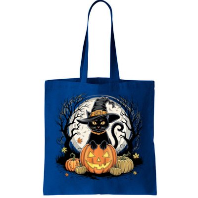 Black Cat Halloween Jack O Lantern Moon Pumpkin Costume Tote Bag