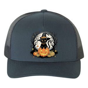 Black Cat Halloween Jack O Lantern Moon Pumpkin Costume Yupoong Adult 5-Panel Trucker Hat