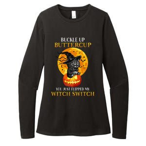 Buttercup Cats Halloween Scary Black Cat Witch Hat Womens Gift Womens CVC Long Sleeve Shirt