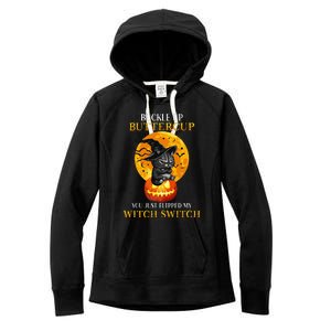 Buttercup Cats Halloween Scary Black Cat Witch Hat Womens Gift Women's Fleece Hoodie