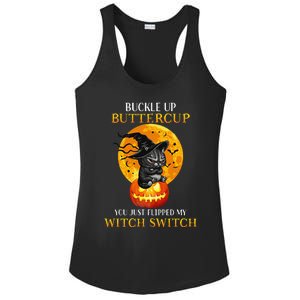 Buttercup Cats Halloween Scary Black Cat Witch Hat Womens Gift Ladies PosiCharge Competitor Racerback Tank