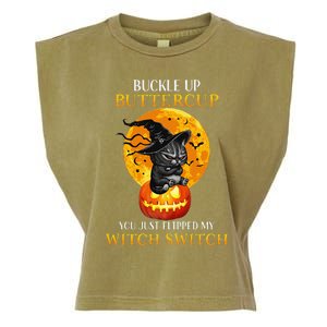 Buttercup Cats Halloween Scary Black Cat Witch Hat Womens Gift Garment-Dyed Women's Muscle Tee