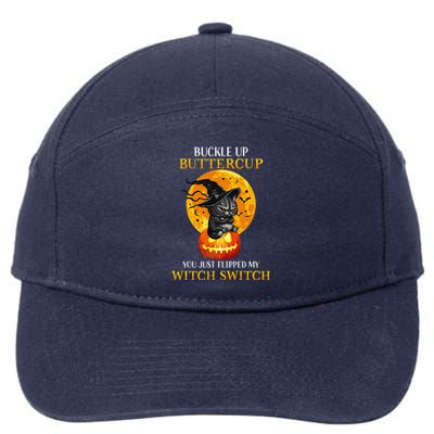 Buttercup Cats Halloween Scary Black Cat Witch Hat Womens Gift 7-Panel Snapback Hat