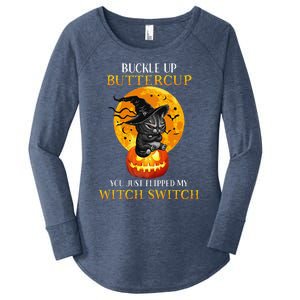 Buttercup Cats Halloween Scary Black Cat Witch Hat Womens Gift Women's Perfect Tri Tunic Long Sleeve Shirt