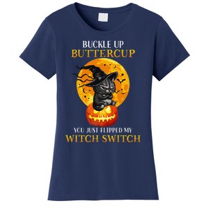 Buttercup Cats Halloween Scary Black Cat Witch Hat Womens Gift Women's T-Shirt