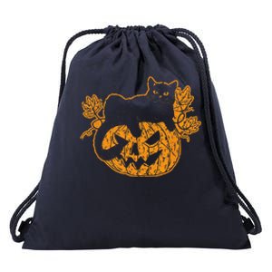 Black Cat Halloween Gifts Funny Spooky Scary Drawstring Bag