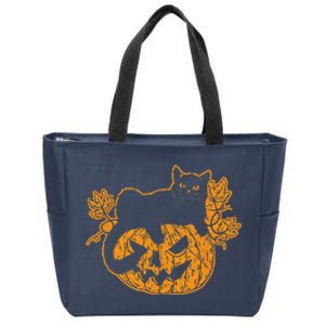 Black Cat Halloween Gifts Funny Spooky Scary Zip Tote Bag