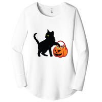 Black Cat Halloween Pumpkin Women's Perfect Tri Tunic Long Sleeve Shirt