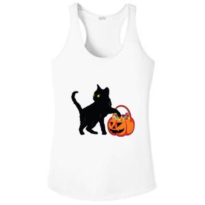 Black Cat Halloween Pumpkin Ladies PosiCharge Competitor Racerback Tank