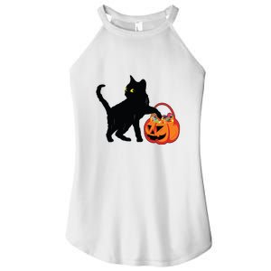 Black Cat Halloween Pumpkin Women's Perfect Tri Rocker Tank