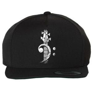 Bass Cleff Headstock Bass Guitar Wool Snapback Cap