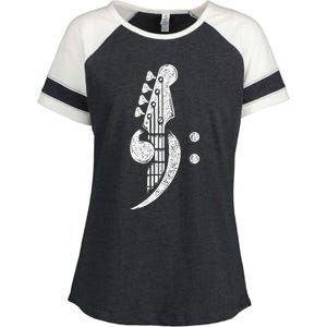 Bass Cleff Headstock Bassist Bass Guitar Musician Music Enza Ladies Jersey Colorblock Tee