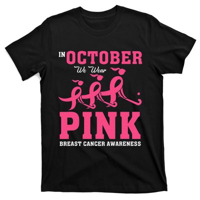 Breast Cancer Hockey Team Pink Awareness Ribbon Patient T-Shirt