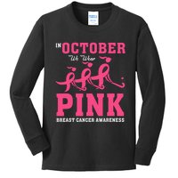 Breast Cancer Hockey Team Pink Awareness Ribbon Patient Kids Long Sleeve Shirt