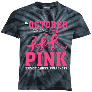 Breast Cancer Hockey Team Pink Awareness Ribbon Patient Kids Tie-Dye T-Shirt