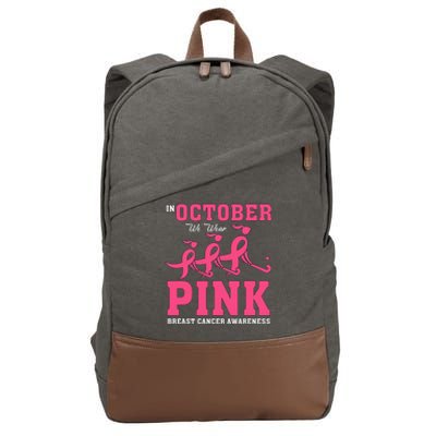 Breast Cancer Hockey Team Pink Awareness Ribbon Patient Cotton Canvas Backpack