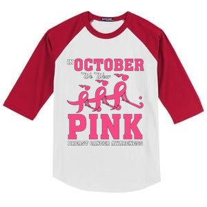 Breast Cancer Hockey Team Pink Awareness Ribbon Patient Kids Colorblock Raglan Jersey