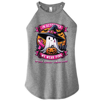 Breast Cancer Halloween In October We Wear Pin.K Ghost Witch Women’s Perfect Tri Rocker Tank