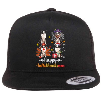Border Collie Halloween Merry Christmas Happy Hallothanksmas Cute Gift Flatbill Hat
