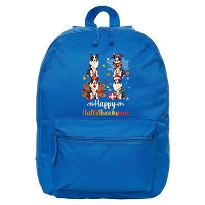 Border Collie Halloween Merry Christmas Happy Hallothanksmas Cute Gift 16 in Basic Backpack
