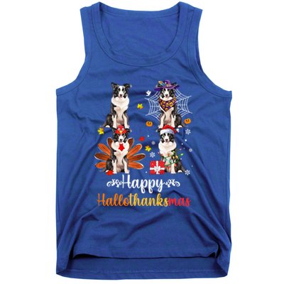 Border Collie Halloween Merry Christmas Happy Hallothanksmas Cute Gift Tank Top