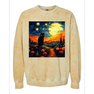 Black Cat Halloween Night Costumes Colorblast Crewneck Sweatshirt