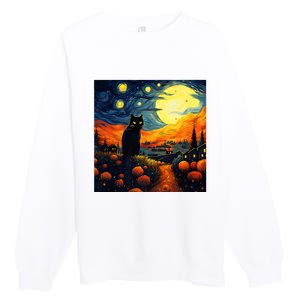 Black Cat Halloween Night Costumes Premium Crewneck Sweatshirt