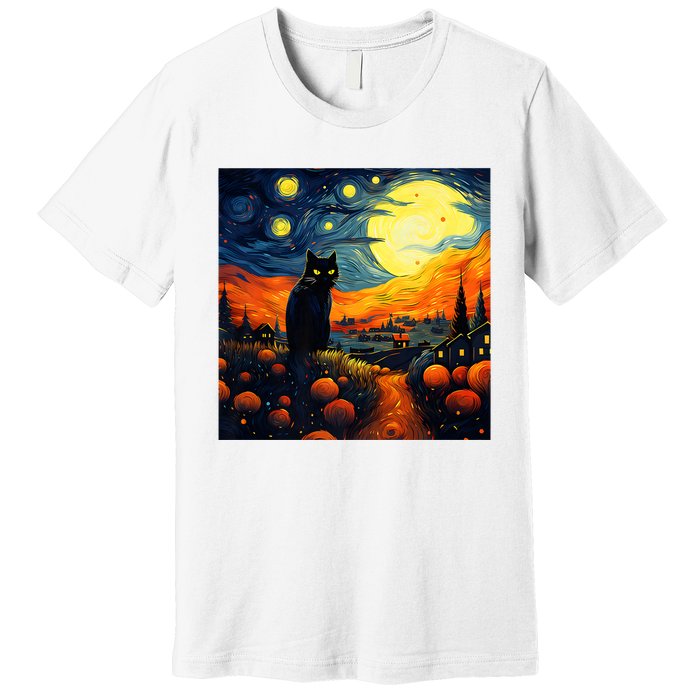 Black Cat Halloween Night Costumes Premium T-Shirt