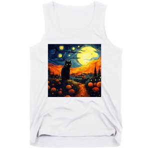 Black Cat Halloween Night Costumes Tank Top