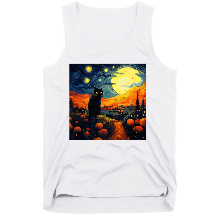 Black Cat Halloween Night Costumes Tank Top