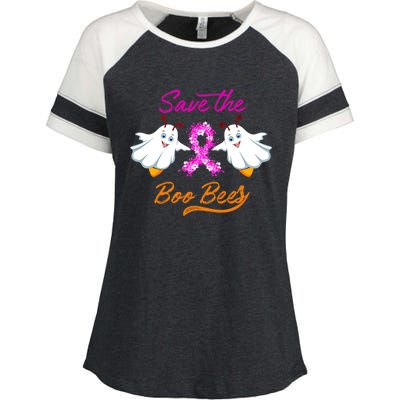 Breast Cancer Halloween Boo Bees Gift Enza Ladies Jersey Colorblock Tee