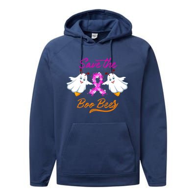 Breast Cancer Halloween Boo Bees Gift Performance Fleece Hoodie