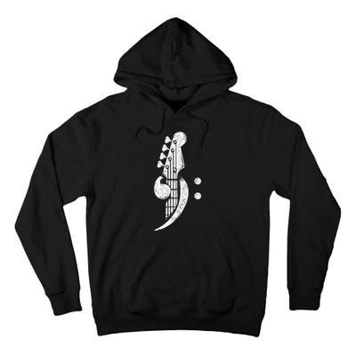 Bass Cleff Headstock Bassist Bass Guitar Musician Music Tall Hoodie