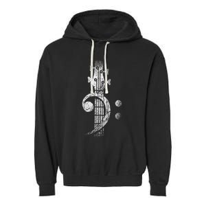 Bass Cleff Headstock Bass Guitar Garment-Dyed Fleece Hoodie