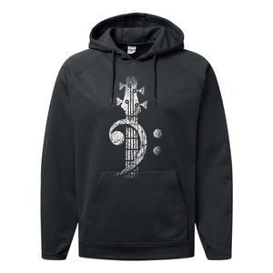 Bass Cleff Headstock Bass Guitar Performance Fleece Hoodie