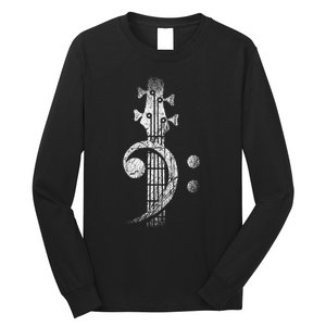 Bass Cleff Headstock Bass Guitar Long Sleeve Shirt