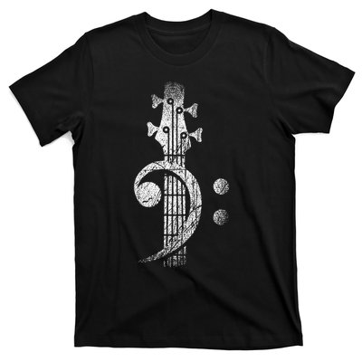 Bass Cleff Headstock Bass Guitar T-Shirt