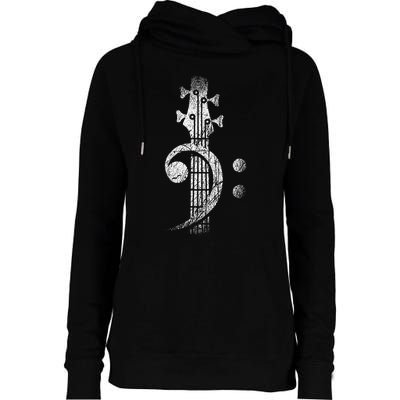 Bass Cleff Headstock Bass Guitar Womens Funnel Neck Pullover Hood