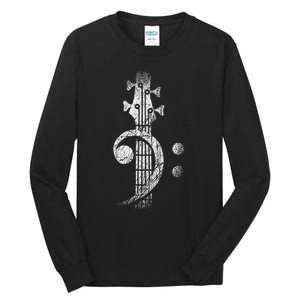 Bass Cleff Headstock Bass Guitar Tall Long Sleeve T-Shirt