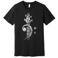 Bass Cleff Headstock Bass Guitar Premium T-Shirt