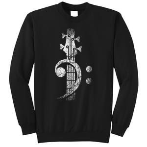 Bass Cleff Headstock Bass Guitar Tall Sweatshirt