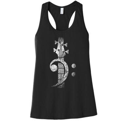 Bass Cleff Headstock Bass Guitar Women's Racerback Tank