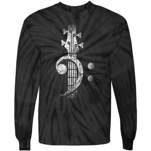 Bass Cleff Headstock Bass Guitar Tie-Dye Long Sleeve Shirt