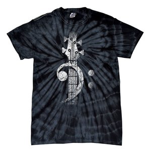 Bass Cleff Headstock Bass Guitar Tie-Dye T-Shirt