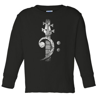 Bass Cleff Headstock Bass Guitar Toddler Long Sleeve Shirt